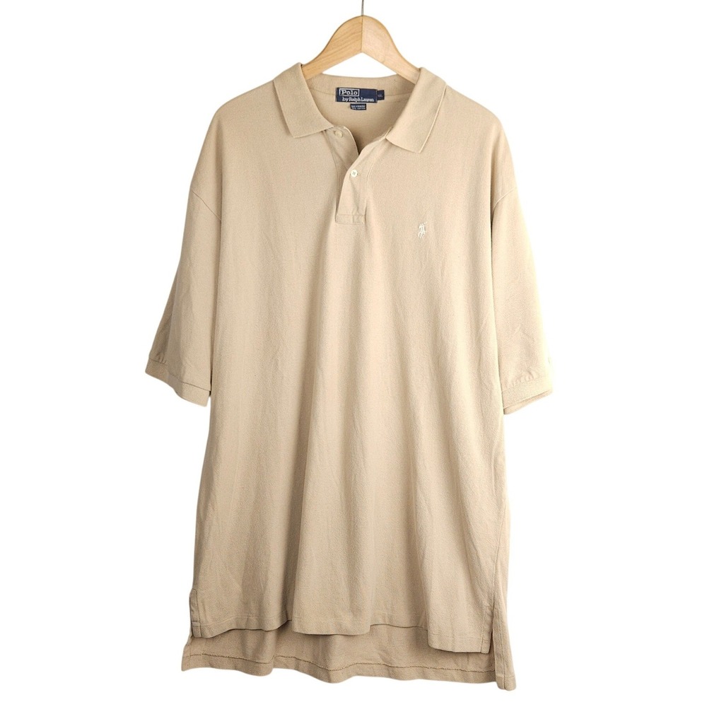 Vintage Polo Ralph Lauren XXL‎ Tan Pique Cotton Polo Shirt Big & Tall